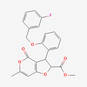 methyl 3-{2-[(3-fluorobenzyl)oxy]phenyl}-6-methyl-4-oxo-2,3-dihydro-4H-furo[3,2-c]pyran-2-carboxylate