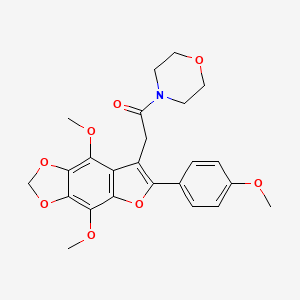 2-[4,8-Dimethoxy-6-(4-methoxyphenyl)furo[2,3-F][1,3]benzodioxol-7-YL]-1-morpholino-1-ethanone