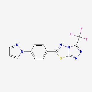 molecular formula C13H7F3N6S B11055789 6-[4-(1H-pyrazol-1-yl)phenyl]-3-(trifluoromethyl)[1,2,4]triazolo[3,4-b][1,3,4]thiadiazole 