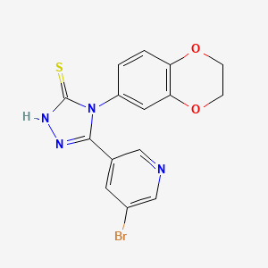 5-(5-bromopyridin-3-yl)-4-(2,3-dihydro-1,4-benzodioxin-6-yl)-4H-1,2,4-triazole-3-thiol