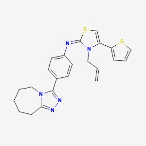 molecular formula C23H23N5S2 B11055843 N-[3-Allyl-4-(2-thienyl)-1,3-thiazol-2(3H)-yliden]-N-[4-(6,7,8,9-tetrahydro-5H-[1,2,4]triazolo[4,3-A]azepin-3-YL)phenyl]amine 