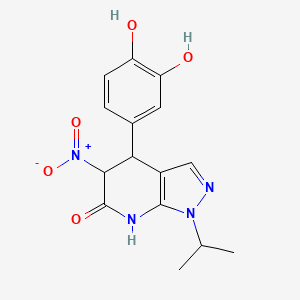 molecular formula C15H16N4O5 B11055846 4-(3,4-dihydroxyphenyl)-5-nitro-1-(propan-2-yl)-1,4,5,7-tetrahydro-6H-pyrazolo[3,4-b]pyridin-6-one 