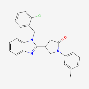 molecular formula C25H22ClN3O B11055858 4-[1-(2-chlorobenzyl)-1H-benzimidazol-2-yl]-1-(3-methylphenyl)pyrrolidin-2-one 