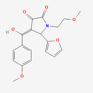 molecular formula C19H19NO6 B11055894 5-(furan-2-yl)-3-hydroxy-1-(2-methoxyethyl)-4-[(4-methoxyphenyl)carbonyl]-1,5-dihydro-2H-pyrrol-2-one 