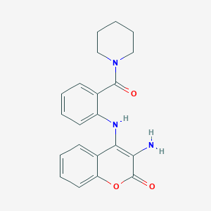 molecular formula C21H21N3O3 B11055897 3-amino-4-{[2-(piperidin-1-ylcarbonyl)phenyl]amino}-2H-chromen-2-one 