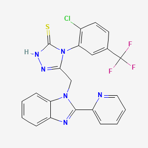 molecular formula C22H14ClF3N6S B11055913 4-[2-chloro-5-(trifluoromethyl)phenyl]-5-{[2-(pyridin-2-yl)-1H-benzimidazol-1-yl]methyl}-4H-1,2,4-triazole-3-thiol 