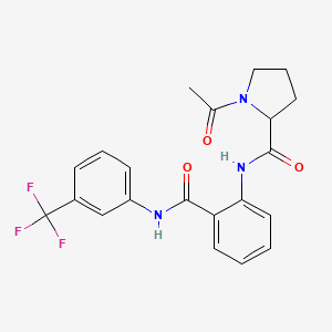 molecular formula C21H20F3N3O3 B11055927 1-Acetyl-N-(2-{[3-(trifluoromethyl)phenyl]carbamoyl}phenyl)pyrrolidine-2-carboxamide 