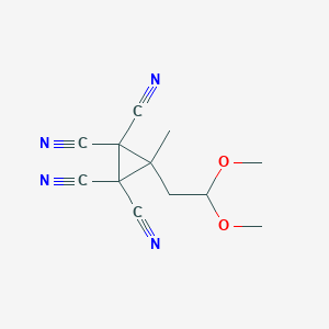 molecular formula C12H12N4O2 B11055934 3-(2,2-Dimethoxyethyl)-3-methylcyclopropane-1,1,2,2-tetracarbonitrile 