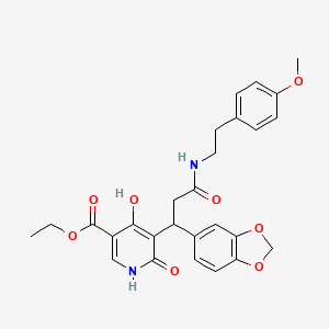 Ethyl 5-[1-(1,3-benzodioxol-5-yl)-3-{[2-(4-methoxyphenyl)ethyl]amino}-3-oxopropyl]-4-hydroxy-6-oxo-1,6-dihydropyridine-3-carboxylate