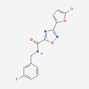 molecular formula C14H9BrFN3O3 B11055956 3-(5-bromofuran-2-yl)-N-(3-fluorobenzyl)-1,2,4-oxadiazole-5-carboxamide 