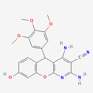 molecular formula C22H20N4O5 B11055971 2,4-diamino-8-hydroxy-5-(3,4,5-trimethoxyphenyl)-5H-chromeno[2,3-b]pyridine-3-carbonitrile 