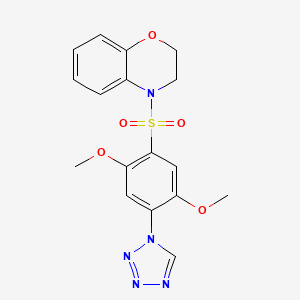 molecular formula C17H17N5O5S B11055998 4-{[2,5-dimethoxy-4-(1H-tetrazol-1-yl)phenyl]sulfonyl}-3,4-dihydro-2H-1,4-benzoxazine 