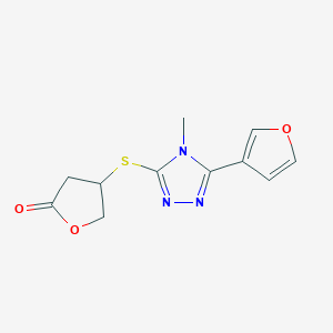 molecular formula C11H11N3O3S B11056020 4-([5-(Furan-3-yl)-4-methyl-1,2,4-triazol-3-yl]sulfanyl)oxolan-2-one 