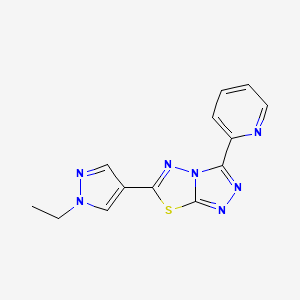 molecular formula C13H11N7S B11056024 6-(1-ethyl-1H-pyrazol-4-yl)-3-(pyridin-2-yl)[1,2,4]triazolo[3,4-b][1,3,4]thiadiazole 