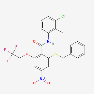 2-(benzylsulfanyl)-N-(3-chloro-2-methylphenyl)-4-nitro-6-(2,2,2-trifluoroethoxy)benzamide