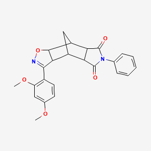 molecular formula C24H22N2O5 B11056038 3-(2,4-dimethoxyphenyl)-6-phenyl-4a,7a,8,8a-tetrahydro-3aH-4,8-methano[1,2]oxazolo[4,5-f]isoindole-5,7(4H,6H)-dione 