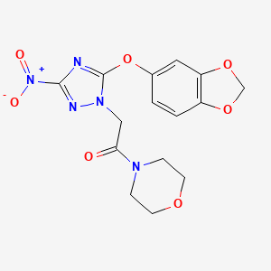 molecular formula C15H15N5O7 B11056105 2-[5-(1,3-benzodioxol-5-yloxy)-3-nitro-1H-1,2,4-triazol-1-yl]-1-(morpholin-4-yl)ethanone 