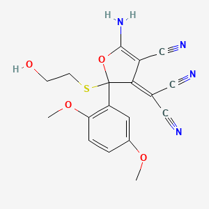 [5-amino-4-cyano-2-(2,5-dimethoxyphenyl)-2-[(2-hydroxyethyl)sulfanyl]furan-3(2H)-ylidene]propanedinitrile