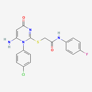 2-{[6-amino-1-(4-chlorophenyl)-4-oxo-1,4-dihydropyrimidin-2-yl]sulfanyl}-N-(4-fluorophenyl)acetamide