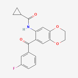 molecular formula C19H16FNO4 B11056190 N-{7-[(3-fluorophenyl)carbonyl]-2,3-dihydro-1,4-benzodioxin-6-yl}cyclopropanecarboxamide 