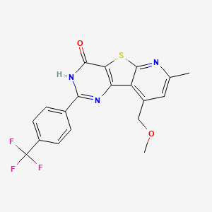 molecular formula C19H14F3N3O2S B11056238 13-(methoxymethyl)-11-methyl-4-[4-(trifluoromethyl)phenyl]-8-thia-3,5,10-triazatricyclo[7.4.0.02,7]trideca-1(13),2(7),3,9,11-pentaen-6-one 