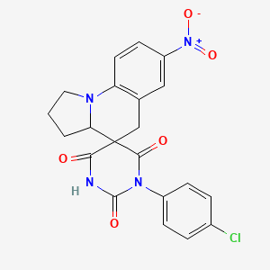 1-(4-chlorophenyl)-7'-nitro-1',2',3',3a'-tetrahydro-2H,5'H-spiro[pyrimidine-5,4'-pyrrolo[1,2-a]quinoline]-2,4,6(1H,3H)-trione