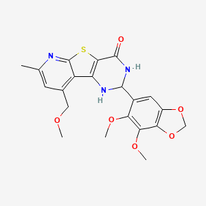 molecular formula C21H21N3O6S B11056271 4-(6,7-dimethoxy-1,3-benzodioxol-5-yl)-13-(methoxymethyl)-11-methyl-8-thia-3,5,10-triazatricyclo[7.4.0.02,7]trideca-1(13),2(7),9,11-tetraen-6-one 