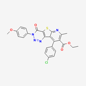 ethyl 13-(4-chlorophenyl)-5-(4-methoxyphenyl)-11-methyl-6-oxo-8-thia-3,4,5,10-tetrazatricyclo[7.4.0.02,7]trideca-1(13),2(7),3,9,11-pentaene-12-carboxylate