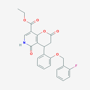 ethyl 4-{2-[(2-fluorobenzyl)oxy]phenyl}-2,5-dioxo-3,4,5,6-tetrahydro-2H-pyrano[3,2-c]pyridine-8-carboxylate