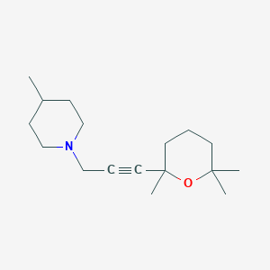 molecular formula C17H29NO B11056394 Piperidine, 4-methyl-1-[3-(tetrahydro-2,6,6-trimethyl-2H-pyran-2-yl)-2-propynyl]- 