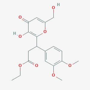 ethyl 3-(3,4-dimethoxyphenyl)-3-[3-hydroxy-6-(hydroxymethyl)-4-oxo-4H-pyran-2-yl]propanoate