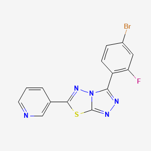 molecular formula C14H7BrFN5S B11056451 3-(4-Bromo-2-fluorophenyl)-6-(pyridin-3-yl)[1,2,4]triazolo[3,4-b][1,3,4]thiadiazole 