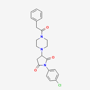 molecular formula C22H22ClN3O3 B11056499 1-(4-Chlorophenyl)-3-[4-(phenylacetyl)piperazin-1-yl]pyrrolidine-2,5-dione 