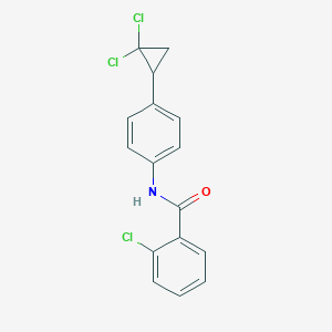 molecular formula C16H12Cl3NO B11056517 2-chloro-N-[4-(2,2-dichlorocyclopropyl)phenyl]benzamide 