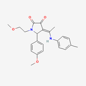 (4E)-1-(2-methoxyethyl)-5-(4-methoxyphenyl)-4-{1-[(4-methylphenyl)amino]ethylidene}pyrrolidine-2,3-dione