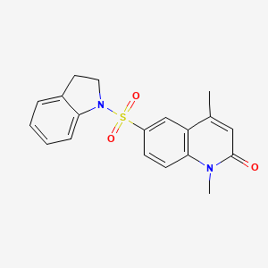 molecular formula C19H18N2O3S B11056548 6-(2,3-dihydro-1H-indol-1-ylsulfonyl)-1,4-dimethylquinolin-2(1H)-one 