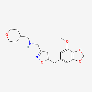 1-{5-[(7-methoxy-1,3-benzodioxol-5-yl)methyl]-4,5-dihydro-1,2-oxazol-3-yl}-N-(tetrahydro-2H-pyran-4-ylmethyl)methanamine