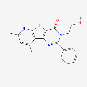 5-(2-hydroxyethyl)-11,13-dimethyl-4-phenyl-8-thia-3,5,10-triazatricyclo[7.4.0.02,7]trideca-1(9),2(7),3,10,12-pentaen-6-one