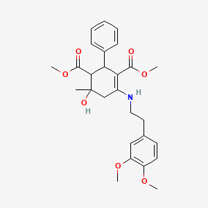 molecular formula C27H33NO7 B11056587 Dimethyl 4-{[2-(3,4-dimethoxyphenyl)ethyl]amino}-6-hydroxy-6-methyl-2-phenylcyclohex-3-ene-1,3-dicarboxylate 