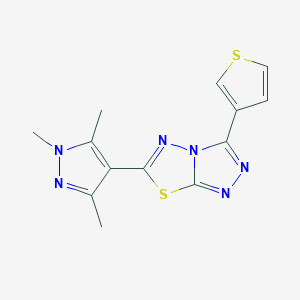 3-(thiophen-3-yl)-6-(1,3,5-trimethyl-1H-pyrazol-4-yl)[1,2,4]triazolo[3,4-b][1,3,4]thiadiazole