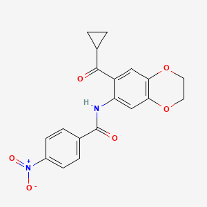 molecular formula C19H16N2O6 B11056646 N-[7-(cyclopropylcarbonyl)-2,3-dihydro-1,4-benzodioxin-6-yl]-4-nitrobenzamide 