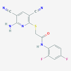 2-[(6-amino-3,5-dicyanopyridin-2-yl)sulfanyl]-N-(2,4-difluorophenyl)acetamide