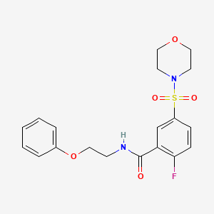 molecular formula C19H21FN2O5S B11056704 2-fluoro-5-(morpholin-4-ylsulfonyl)-N-(2-phenoxyethyl)benzamide 