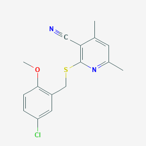 2-[(5-Chloro-2-methoxybenzyl)sulfanyl]-4,6-dimethylpyridine-3-carbonitrile