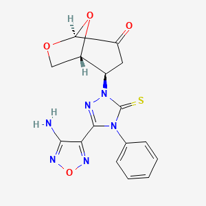 (1R,2R,5S)-2-[3-(4-amino-1,2,5-oxadiazol-3-yl)-4-phenyl-5-thioxo-4,5-dihydro-1H-1,2,4-triazol-1-yl]-6,8-dioxabicyclo[3.2.1]octan-4-one (non-preferred name)