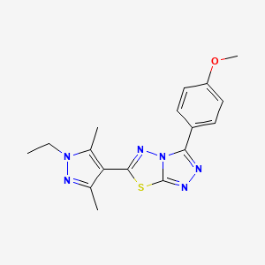 molecular formula C17H18N6OS B11056812 6-(1-ethyl-3,5-dimethyl-1H-pyrazol-4-yl)-3-(4-methoxyphenyl)[1,2,4]triazolo[3,4-b][1,3,4]thiadiazole 