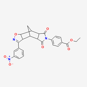 molecular formula C25H21N3O7 B11056849 ethyl 4-[3-(3-nitrophenyl)-5,7-dioxo-3a,4,4a,5,7,7a,8,8a-octahydro-6H-4,8-methano[1,2]oxazolo[4,5-f]isoindol-6-yl]benzoate 