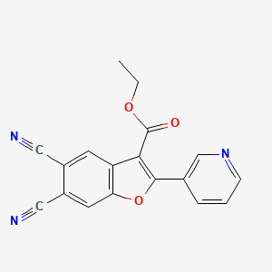 molecular formula C18H11N3O3 B11056871 Ethyl 5,6-dicyano-2-(pyridin-3-yl)-1-benzofuran-3-carboxylate 