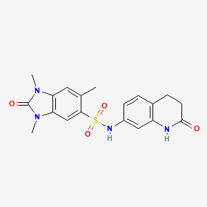 molecular formula C19H20N4O4S B11056906 1,3,6-trimethyl-2-oxo-N-(2-oxo-1,2,3,4-tetrahydroquinolin-7-yl)-2,3-dihydro-1H-benzimidazole-5-sulfonamide 