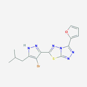 6-[4-bromo-5-(2-methylpropyl)-1H-pyrazol-3-yl]-3-(furan-2-yl)[1,2,4]triazolo[3,4-b][1,3,4]thiadiazole